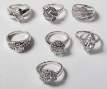 SILVER AND WHITE STONE DRESS RINGS