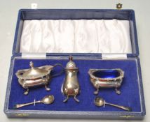 BARKER BROTHERS SILVER CRUET SET IN CASE