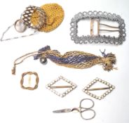 COLLECTION OF ANTIQUE SHOE BUCKLES AND COIN PURSES