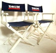MATCHING PAIR OF DRUM ADVERTISING DIRECTORS CANVAS CHAIRS