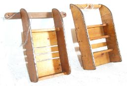 TWO VINTAGE SCRATCH BUILT TOY TOBOGGAN'S