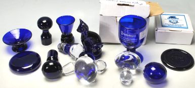 A QUANTITY OF RETRO 20TH CENTURY STUDIO BRISTOL BLUE GLASS
