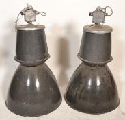 RETRO VINTAGE INDUSTRIAL BLACK ENAMEL PENDANT SHADES