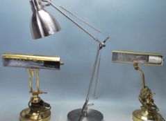 PAIR OF CLASSIC BRASS ANTIQUE STYLE BANKERS LAMPS