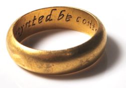 RARE POST MEDIEVAL 17TH CENTURY GOLD POSY - BAND RING
