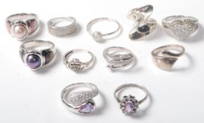 ELEVEN MIXED LADIES SILVER RINGS