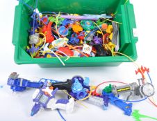 LARGE COLLECTION OF BEYBLADE AND LAUNCHERS