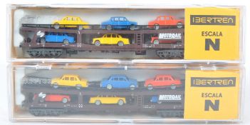 TWO IBERTEN N GAUGE 458 CAR TRANSPORTERS