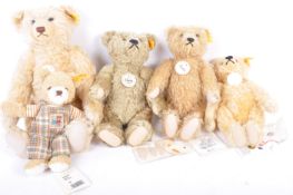 COLLECTION OF X5 GERMAN STEIFF MADE TEDDY BEARS