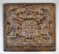 BRISTOL ELECTRICITY DEPARTMENT CAST IRON SIGN / PL