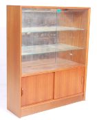 A VINTAGE GIBBS TEAK WOOD DISPLAY CABINET