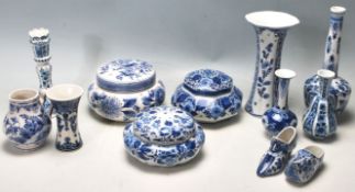 A QUANTITY OF BLUE AND WITH DELFT CERAMIC PORCELAI
