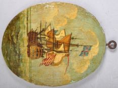 19TH CENTURY AMERICAN CIVIL WAR INTEREST PAINTED BOAT SCENE
