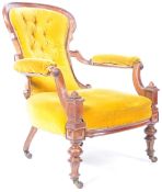 19TH CENTURY VICTORIAN WALNUT BUTTON BACK ARMCHAIR