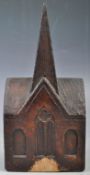18TH CENTURY OAK HAND CARVED ECCLESIASTICAL MODEL OF A CHURCH
