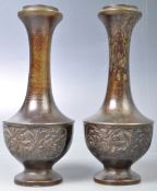 PAIR OF 19TH CENTURY JAPANESE MEIJI BRONZE VASES