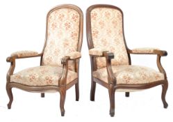 PAIR OF 19TH CENTURY FRENCH HIS AND HERS ARMCHAIRS