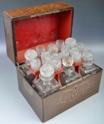 19TH CENTURY ROSEWOOD SIX DECANTER LIQUOR TANTALUS BOX