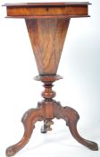 STUNNING 19TH CENTURY WALNUT TRUMPET WORK BOX / SEWING TABLE
