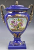 19TH CENTURY COALPORT MANNER LIDDED PORCELAIN COBALR URN