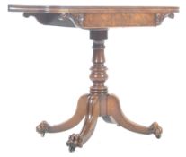 19TH CENTURY WILLIAM IV REGENCY MAHOGANY FOLD OVER CARD TABLE