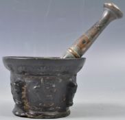 RARE 17TH CENTURY BRONZE PESTLE AND MORTAR