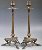 PAIR OF 19TH CENTURY BRONZE THOMAS HOPE MANNER CANDLESTICKS