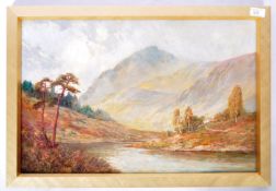 OIL ON CANVAS HIGHLAND SCENE PAINTING BY FE JAMIESON