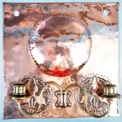 19TH CENTURY ARTS AND CRAFTS COPPER AND BRASS WALL SCONCE
