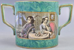 RARE 19TH CENTURY GREEN MALACHITE PRATT WARE LOVING CUP