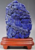 19TH CENTURY CHINESE CARVED LAPIS LAZULI LANDSCAPE SCENE