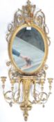 19TH CENTURY VICTORIAN ADAMS STYLE GILT GESSO FRAMED GIRANDOLE MIRROR