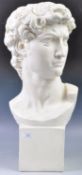 DECORATIVE WHITE MARBLE EFFECT BUST OF MICHELANGELOS DAVID