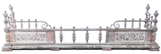 19TH CENTURY HEAVY IRON WORKED FIRE FENDER IN THE MANNER OF COALBROOKDALE