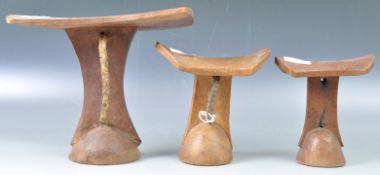 GROUP OF 19TH CENTURY AFRICAN TRIBAL WOODEN HEAD RESTS