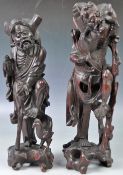 PAIR OF 19TH CENTURY CHINESE CARVED HARDWOOD FIGURES