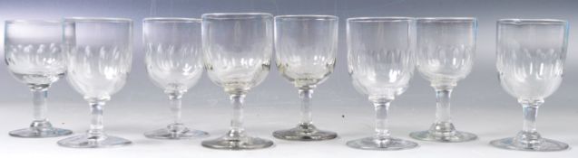 SET OF EIGHT VICTORIAN GLASS TAVERN WINE GLASSES