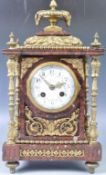 19TH CENTURY FRENCH S MARTI RED VEINED MARBLE MANTEL CLOCK