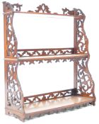 19TH CENTURY VICTORIAN WALNUT WALL MOUNTED WATERFALL BOOKCASE