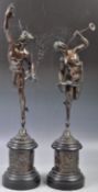 PAIR OF 19TH CENTURY BRONZE MERCURY AND FORTUNA FIGURINES