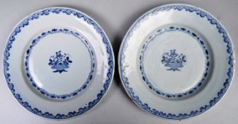 PAIR OF 18TH CENTURY ENGLISH ANTIQUE DELFT PLATES