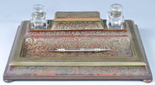 STUNNING 19TH CENTURY FRENCH BOULLE WORK RED TORTOISESHELL DESK TIDY