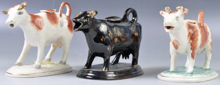 COLLECTION OF STAFFORDSHIRE COW CREAMER JUGS