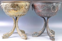 PAIR OF 19TH CENTURY DUTCH ANTIQUE BRASS AND COPPER PLANTERS