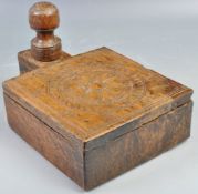 18TH CENTURY ANTIQUE HAND CARVED WALNUT / OAK SPICE BOX