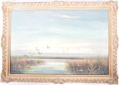 THOMAS KENNEDY - ENGLISH ARTIST - OIL ON CANVAS PAINTING 'EVENING ON THE MARSHES