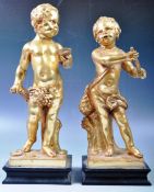 PAIR OF BEAUTIFUL GILT PAINTED MODELS OF BACCHANALIAN CHERUBS