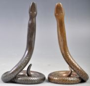 RARE PAIR OF 19TH CENTURY BRONZE SNAKE INCENSE BURNERS