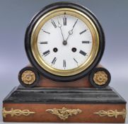 19TH CENTURY FRENCH ANTIQUE WALNUT CASED DRUMHEAD MANTEL CLOCK