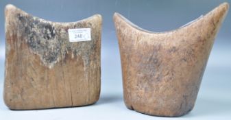TWO AFRICAN TRIBAL ANTIQUE ETHIOPIAN OROMO HEADRESTS